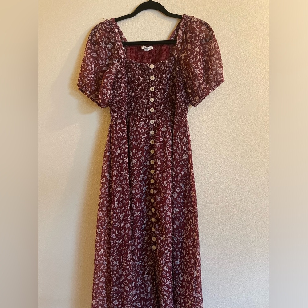 Madewell dress ~ flowy sleeves and ruched top